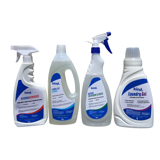 Kind Stuff biodegradable cleaning products for laundry, kitchen and bathroom